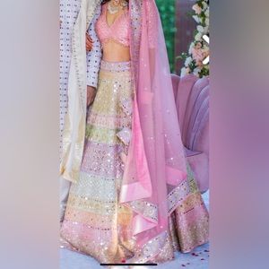 SOLD Multicolor Pastel Mirror Work Custom Lehenga